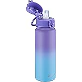 OLDLEY 20 Oz Insulated Stainless Steel Water Bottle For Kids, With Straws Leak-proof, Kids Water Bottles For School Boys Girls,Cotton Candy