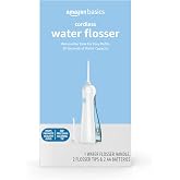 Amazon Basics HydroClean Portable Cordless Water Flosser for Teeth and Gums, 2 Pressure Tips, Removable Tank, 30 Seconds Water Capacity, 2 AA Batteries Included
