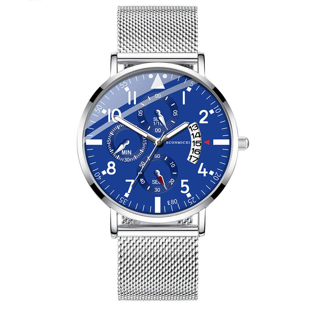 Smemek Montre Homme Montres Bracelets Etanche Chronographe Classique Montres en Acier Inoxydable Grand Cadran Date Analogique Quartz Montres (G)