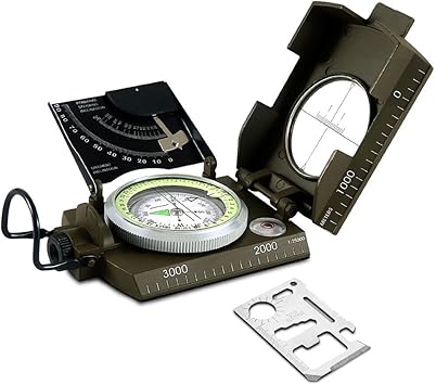 Amazon Topist コンパス 方位磁針 軍用方位磁石 蓄光コンパス 緯度と経度 計測 十徳ナイフ付属 アウトドアにもプレゼントにも最適 Topist 方位磁石 温度計