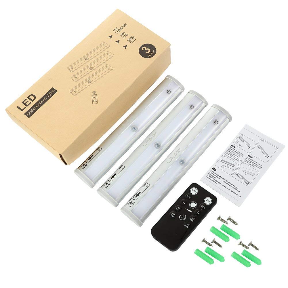 Litake Remote Control LED Lights Bar, Wireless LED Under Cabinet Lighting, Dimmable Battery Operated Closet Light Stair Night Lights, Stick on Anywhere Safe Light for Kitchen Hallway Bedroom, Arc