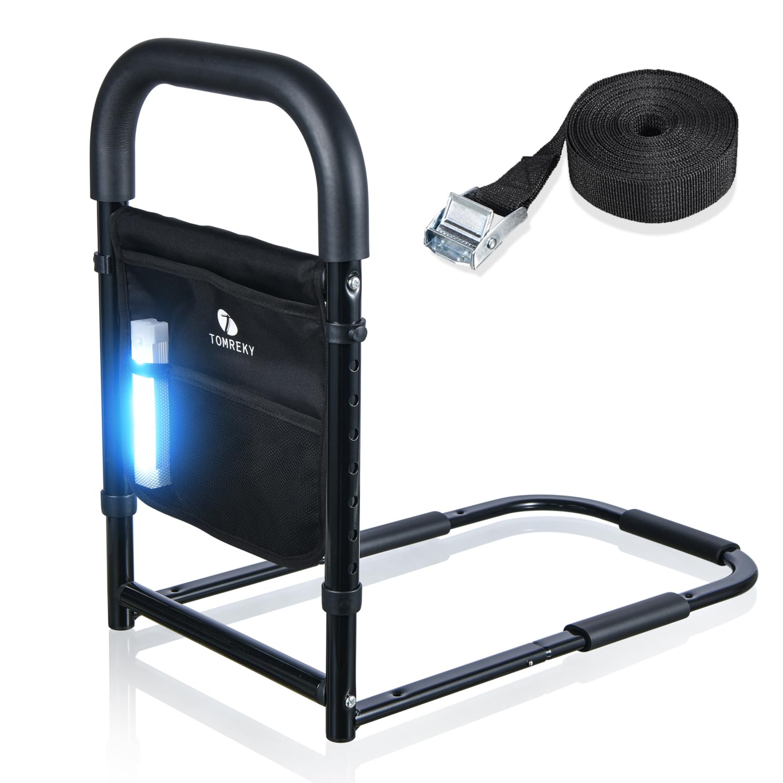 Photo 1 of Bed Rails for Elderly Adults Assist Safety with Motion Light for Seniors Hand Bar Grab with Storage Pocket Patent Stabilizer with Fixing Strap, Support Up to 300lbs