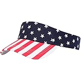 Dzrige American Flag Sun Visor Hat Patriotic USA Flag Cap Adjustable Star Stripe Sun Visor Hat for Women Men Sports Outdoor Sun Protection