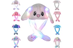Audaisyly Funny Plush Rabbit Hat Ear Moving Jumping Hats, Cute LED Animal Beanie Cap for Women Girls Cosplay Party Holiday