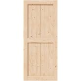 EaseLife 36in x 84in Sliding Barn Wood Door,Interior Doors,DIY Assemblely,Solid Natural Spruce Panelled Slab,Easy Install,Apply to Rooms &amp; Storage Closet,H-Frame