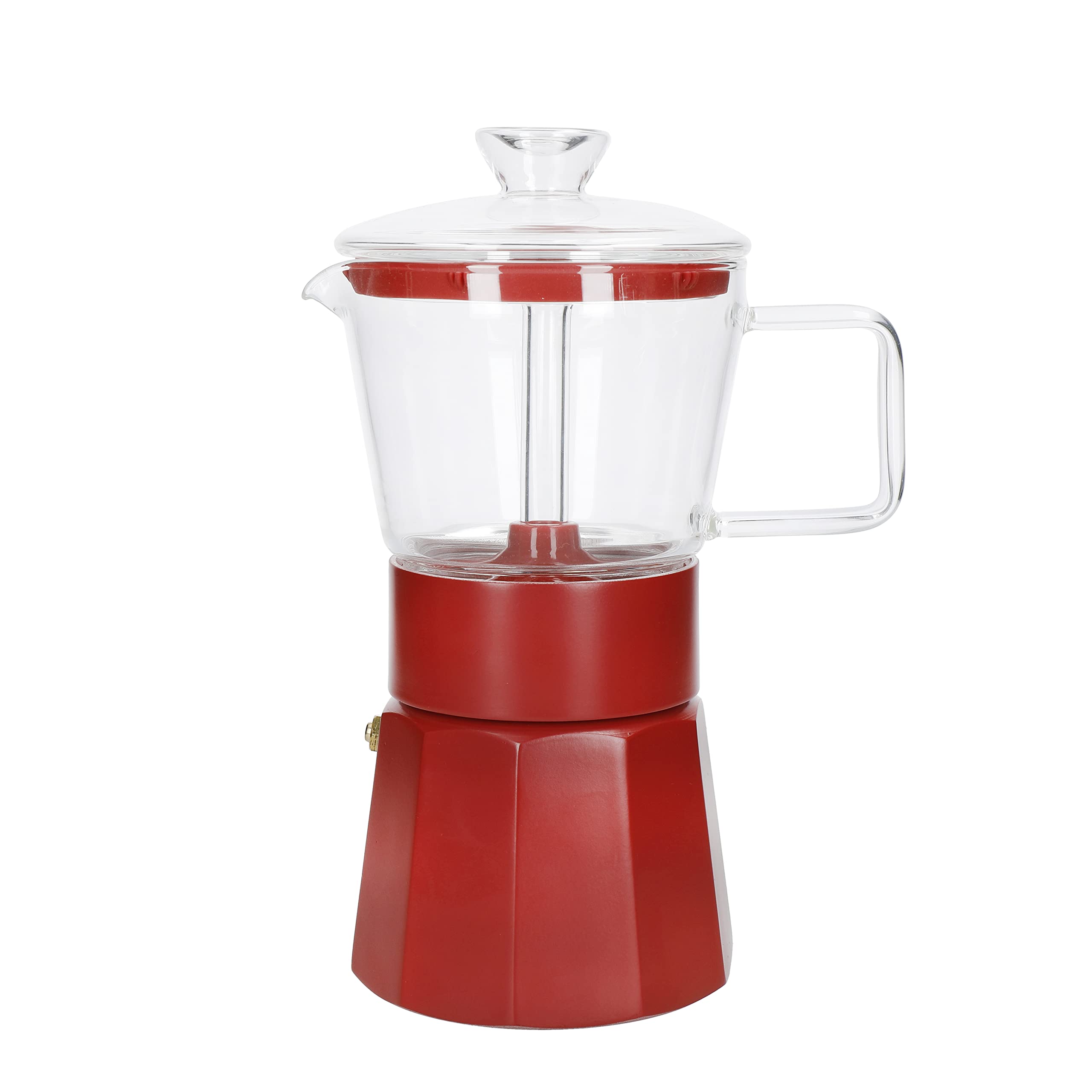 La Cafetière Verona Glass Espresso Maker, Red, 6 Cup, Gift Boxed