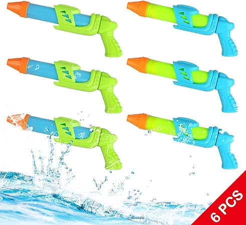 Amazon 水鉄砲 超強力飛距離 4 9m ウォーターガン こども 水遊び 夏祭り 水遊び水銃 子供用 大人 海水浴 プール 川 遊び お風呂 水鉄砲 おもちゃ 玩具 6本セット 水鉄砲 おもちゃ