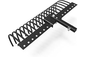 YINTATECH Landscape Rake,48in Tractor Rake with 2" Receiver for ATV UTV,17 Spring Steel Tines,Lawn Dethatcher Rake Attachments for Leaves,Debris,Powder Coated Surface,Alloy Steel,Black