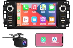 J JUNSUN Android 13 Car Radio Stereo for Dodge Ram Charger Caravan/Jeep Wrangler JK Compass Patriot/Chrysler, 7 Inch Touch Screen with Wireless CarPlay, Android Auto, WiFi, FM Radio, Backup Camera