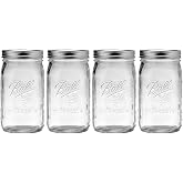 Ball Wide Mouth Quart 32oz. Glass Mason Jar with Lids and Bands, 4 Count