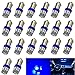 BlyilyB 20-Pack BA9 BA9S 53 57 1895 64111 Blue LED Car Light Bulb for License Plate Side Door Courtesy Interior Dome Map Lights