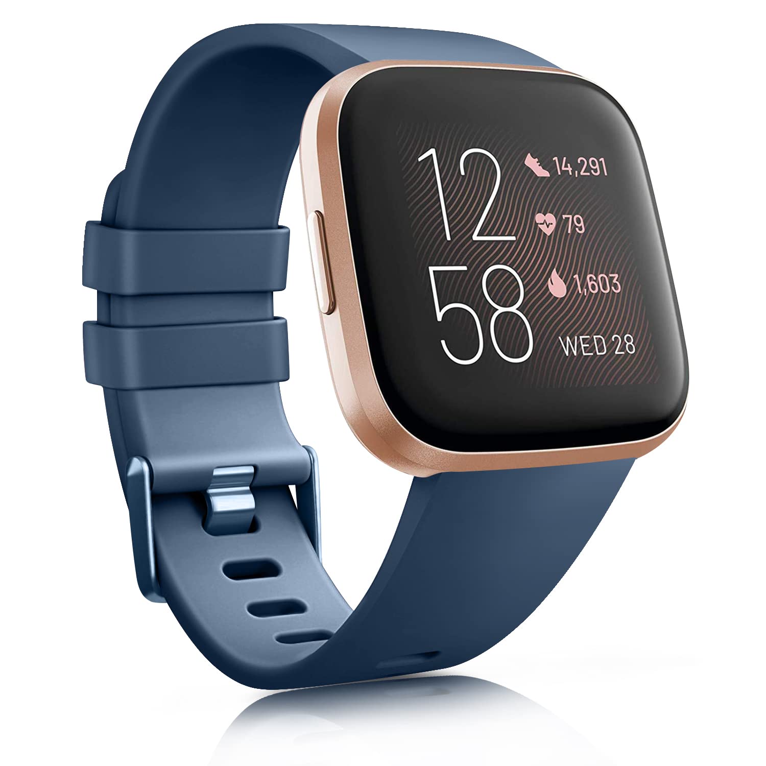 Zoye Silicone Straps Compatible with Fitbit Versa 2 Strap/Fitbit Versa Stra p/Versa Lite Str ap/Versa SE Str ap,Classic Soft Replacement Sport Wristbands for Women Men(Z-Dark Blue,L) — image 1