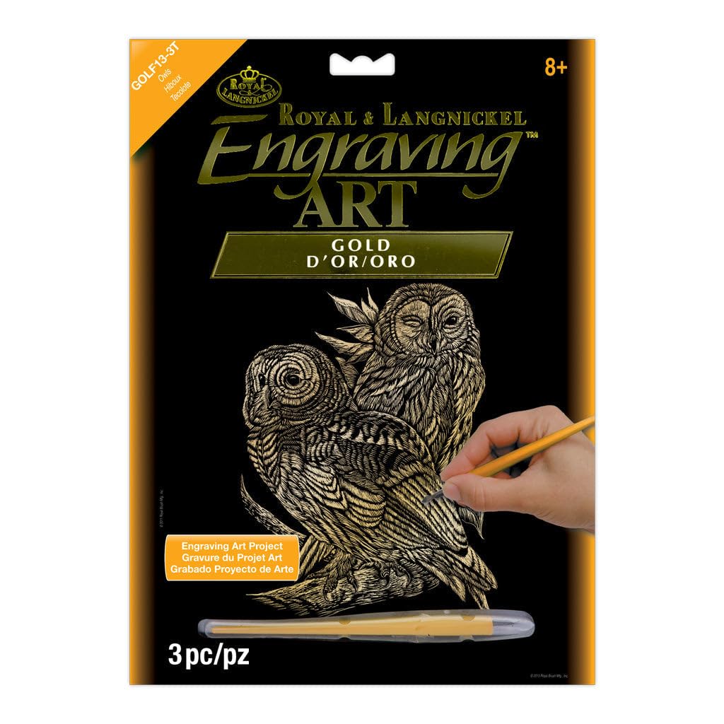 Royal & Langnickel Gold Engraving Art A4 Size Owls Designed Painting Set — image 1