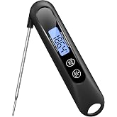 Meat Thermometer Digital &ndash; Instant Read Food Thermometer for Cooking Black | Backlight, Foldable Probe for Turkey BBQ Grill Smoker Candy, Essential Kitchen Cooking Gadget