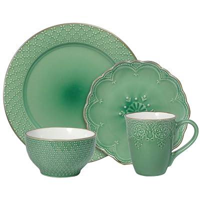 Pfaltzgraff French Lace Green Dinnerware Set 32 Piece