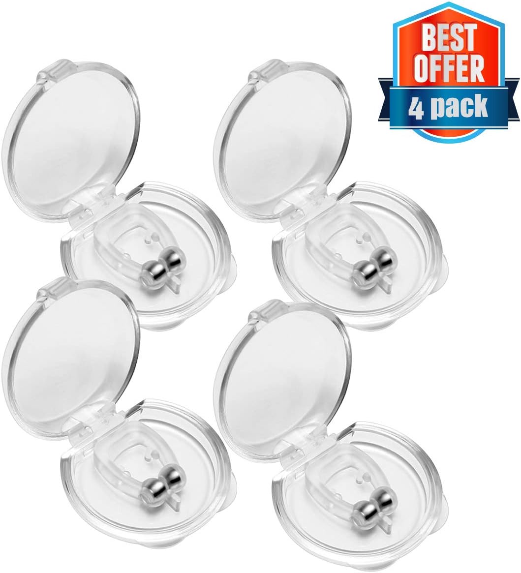 OUTERDO Snoring Solution, Anti Snoring Devices, Silicone Magnetic Snore Nose Stopper Nose Clip Professional Sleeping Aid Relieve for Men Women Total 4 Packs