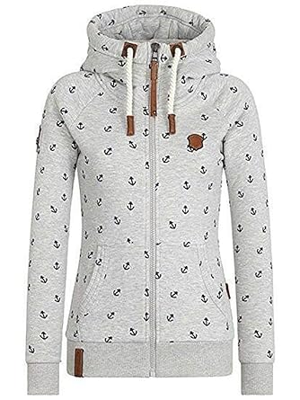 EwigYou Damen Baumwolle Kapuzenjacke Hoodie mit Fleece-Innenseite Sweatshirt Herbst Winter Große Größen Übergangsjacke Sweatj