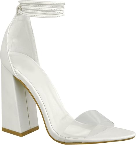 clear block heel strappy sandal