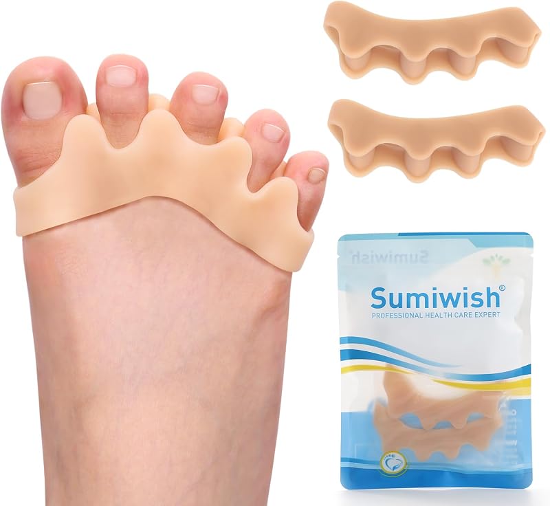 Sumiwish Toe Separators & Spacers 4 Pairs Beige Soft Toe Straighteners