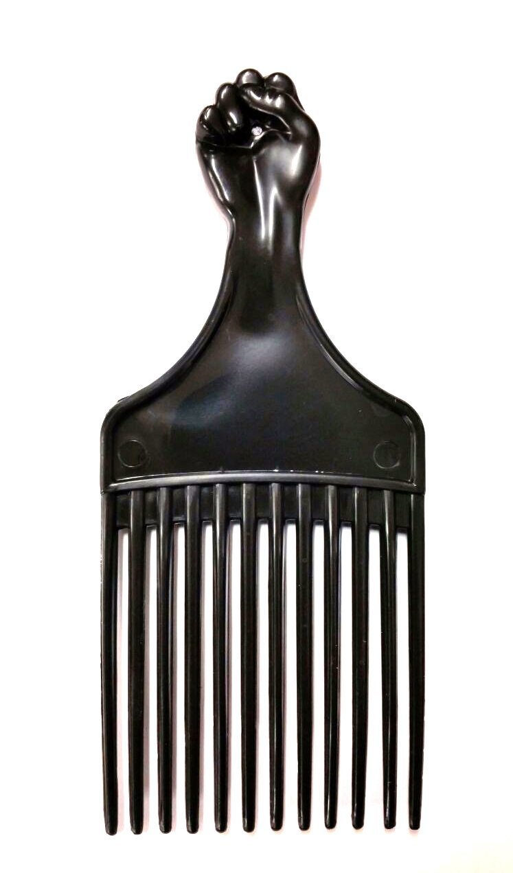 The "Fist" Afro Hair Pik by Love Afro Cosmetics - Medium Size in Black Plastic