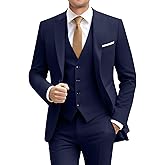 Lynerun Mens Suit Solid Two Button Slim Fit Suit Set for Wedding Formal Business Suit Men 3 Piece Suit Blazer Vest Pants Set