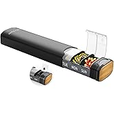 Metal Weekly Pill Organizer, Serfeymi Aluminum Daily Pill Box(Spare Gasket Provided),7 Day Pill Case Travel Medicine Organizer,Pill Containers with Individual Lid for Vitamins,Pills, Supplement-Black