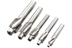 Chiloskit 5pcs M3-M8 Pilot Slotting Counterbore Mould End Mill Cutter Solid Slot Countersink End Mill Drill Bit