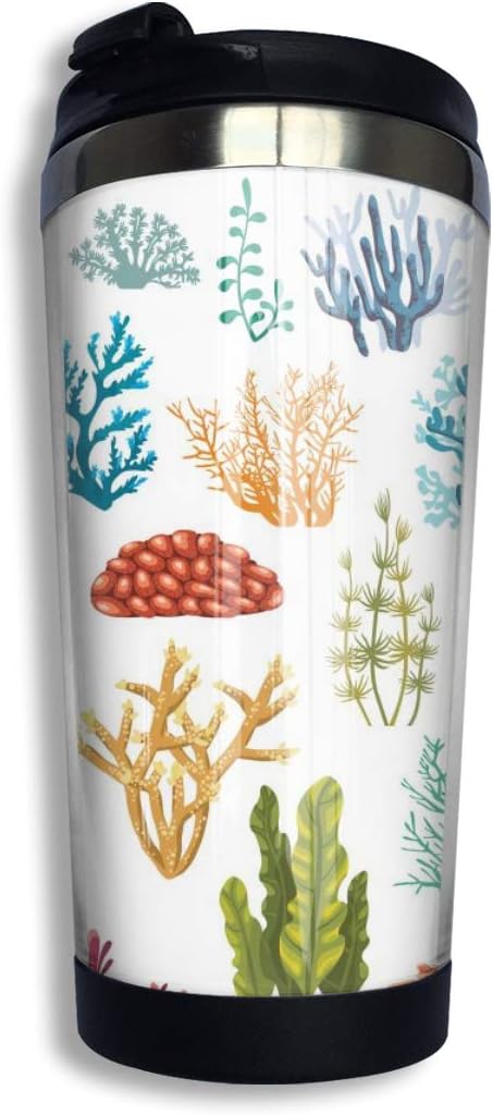 Pattonef Colorful Corals and Algae Underwater Flora and Fauna Stainless Steel Insulated Coffee Mugs Cups Unisex Suitable for Work Or Travel Customized
