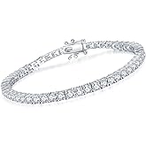IMOLOVE Moissanite Tennis Bracelet for Women Sterling Silver Wedding Bracelets for Brides Stacking Dainty Bracelets with 18K White Gold Plated