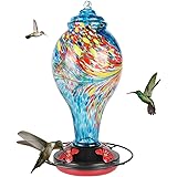 Cesun Hummingbird Feeders for Outdoors Hanging Heavy Duty Glass Sparkles in The Sun, 36 Ounce Nectar Capacity, Easy to Clean 