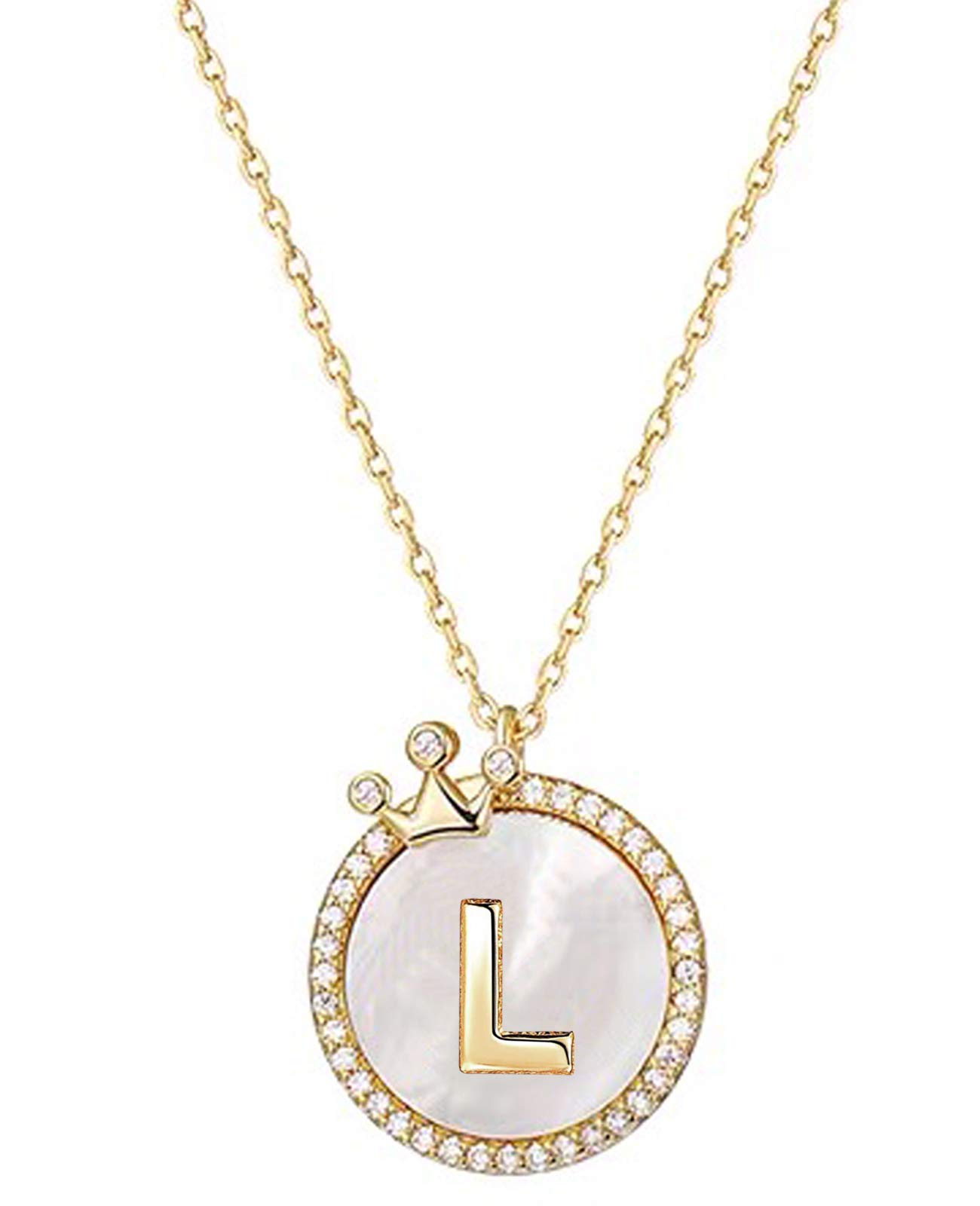 YOUFENG Jewellery Gold Initial Letter Necklace for Woman Girl 14K Gold Plated Dainty Crown Necklace Personalized Capital Necklaces Gifts for Women