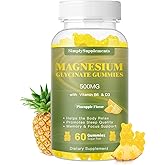 Magnesium Glycinate Gummies 500mg, Chewable Magnesium Supplement with Vitamin D3, B6, CoQ10, for Relaxation, Sleep & Mood Sup