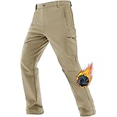 TACVASEN Men's Winter Hiking Pants Fleece Lined Cargo Tactical Work Softshell Snow Ski Waterproof Pants with Pockets