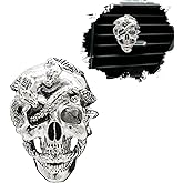 ORIESSE Skull Car Decor,Goth Car Air Freshener Vent Clip,Silver Snake Skull Horror Dahsboard Decorations Accessories,Refillable Clip On Diffuser for Women Teens