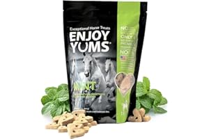 Enjoy Yums Mint Horse Treats – 1 lb Bag – All-Natural, Low Sugar, Heart-Shaped Baked Biscuits – Peppermint & Honey Flavor – Vet-Endorsed – USA Made