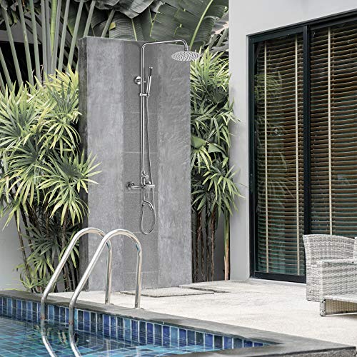 Aolemi Outdoor Shower Fixture SUS304 Triple Function Brushed Nickel