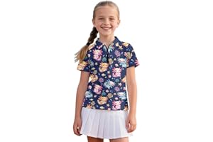 ZPINXIGN Girls Short Sleeve Athletic Top Collared Golf Shirts Size 5-12 Quick Dry Activewear