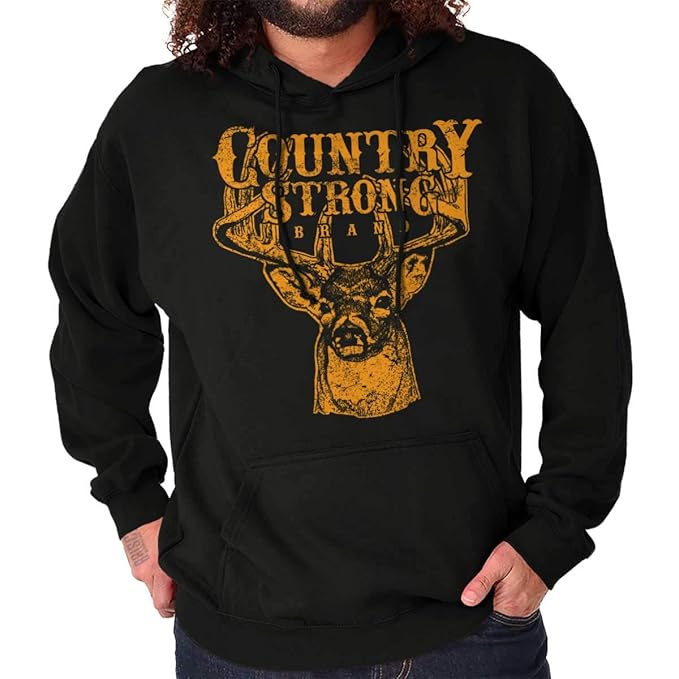 Brisco Brands Country Strong Deer Hunting Western Cowboy Hoodie - 