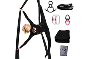 PRIOR FITNESS Aerial Silks Set, Professional Thicker Low Stretch Fabric 9/15/20 Yards Aerial Silk Swing Set with Hardware Guide, Yoga Starter Kit For Home, Aerial Yoga Hammock, Silks for Gymnastics, Antigravity Yoga, Inversion Exercise-All Levels