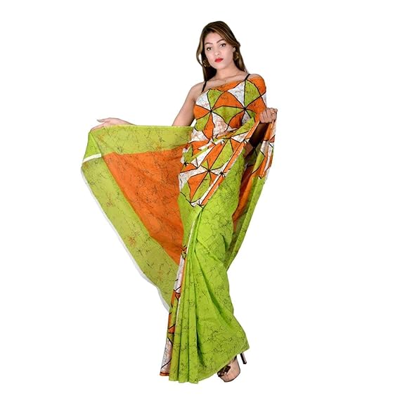 Latest Womens Cotton Malmal Saree 5.50 Mtr With 80 Cm Blouse Piece attached With Saree (MULTI-COLOURED)