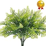 Nahuaa 4Pcs Fake Boston Fern Plants Artificial Evergreen Shrubs Faux Plastic Greenery Bushes Bundles Indoor Outdoor Hanging Basket Filler Home Kitchen Table Centerpieces Arrangement Spring Decorations
