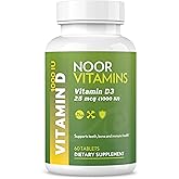 Noor Vitamins Halal Vitamin D, Halal Vitamin D3, 1000 IU Tablets, Supports Bone, Immune & Heart Health, Non-GMO, Gluten Free & Halal (60 Count)