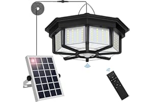 Solar Shed Light Indoor Outdoor, Aqonsie 288LED Solar Powered Motion Sensor Pendant Light Daytime Available, Solar Indoor Lights with 5 Lighting Modes & Remote for Shed Gazebo Barn Garage Home