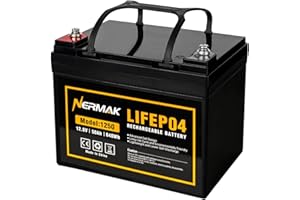 NERMAK 12V 50Ah LiFePO4 Deep Cycle Battery,4000+ Cycles Lithium Iron Phosphate Rechargeable Battery for Solar, Marine, Home Energy Storage, Off-Grid Applications and More, Built-in 100A BMS
