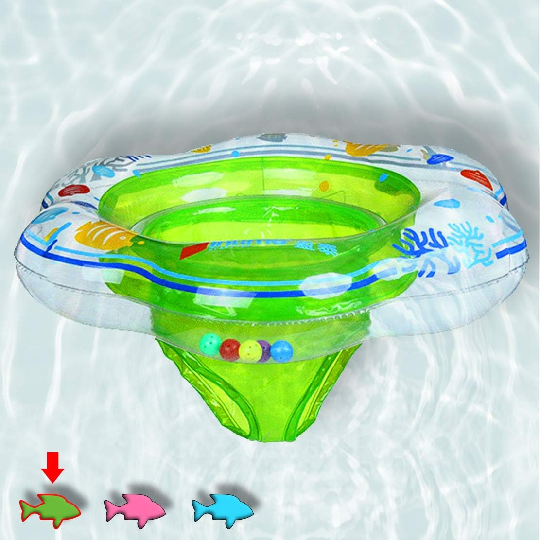 Baby Swimming Ring Floats with Safety Seat Double Airbag Swim Rings for Babies Kids Swimming Float Baby Floats for Pool Swim Training Aid Kids PVC Pool Floats for Toddlers of 6-24 Months - Green