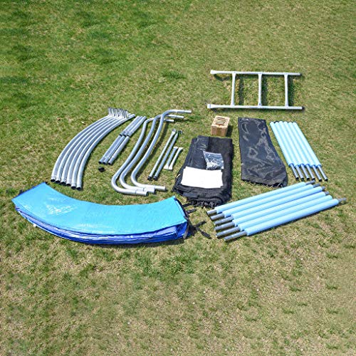 Outdoor Trampoline 12 FT for Kids with Basketball Hoop and Backboard Enclosure Net Jumping Mat and Safety Spring Cover Padding with Fully Galvanized SteelFrame, Maximum Load Capacity 442 Lbs, Blue - Thumbnail 3