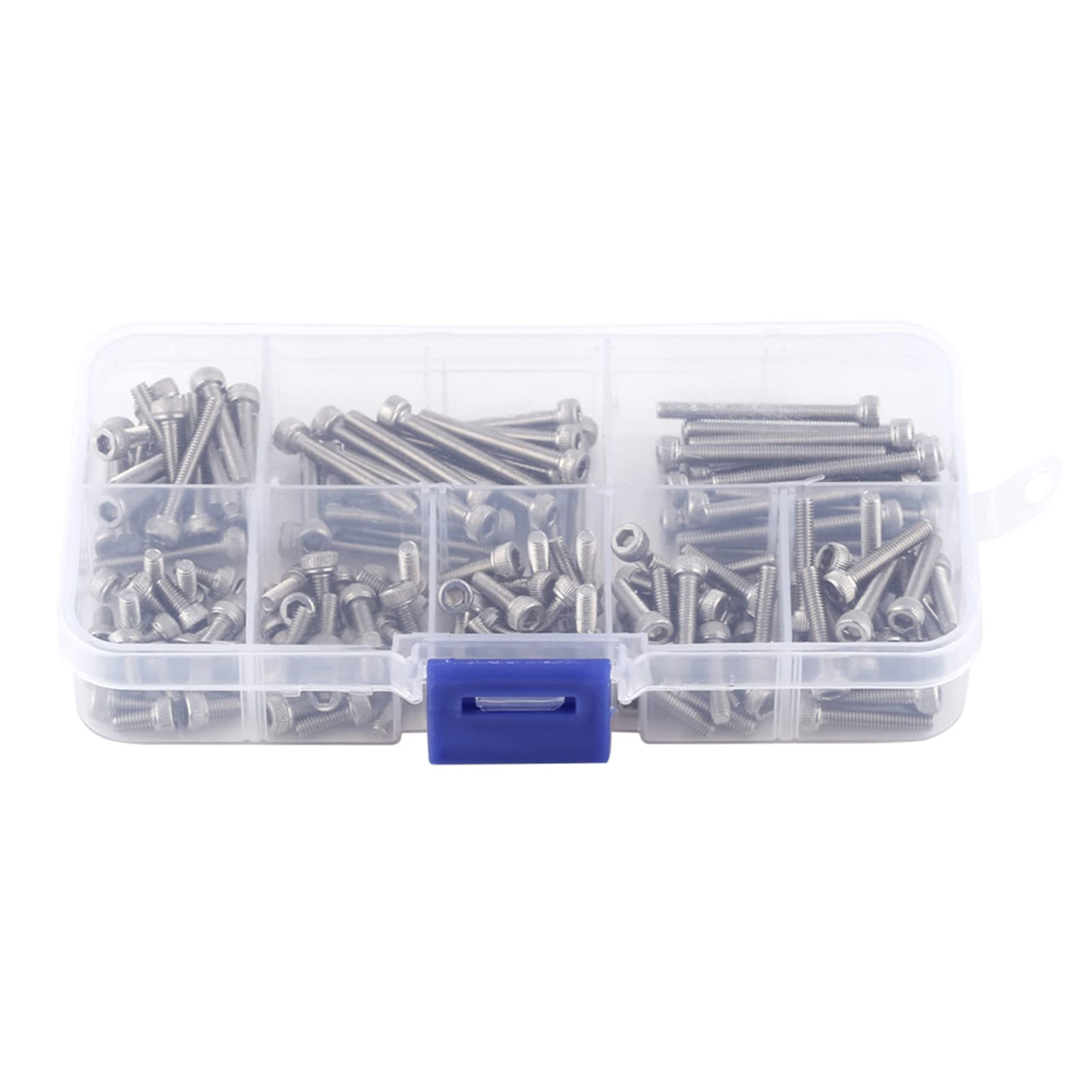 EVGATSAUTO Hex Socket Screws, 160Pcs Metric Thread M3 6mm 8mm 10mm 12mm 16mm 20mm 25mm 30mm Hex Socket Cap Head SS304 Stainless Steel Screws Bolts, with Plastic Box