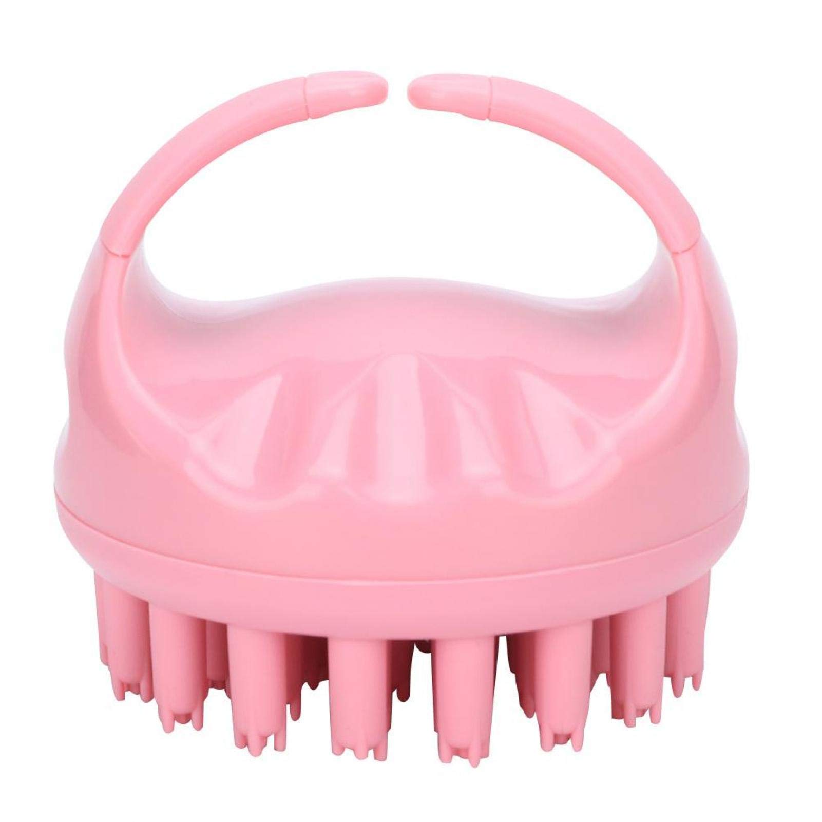 Shampoo Brush,Round Shape Handheld Head Scalp Massage Brush Hair Shampoo Washing Brush with Handle(Pink)