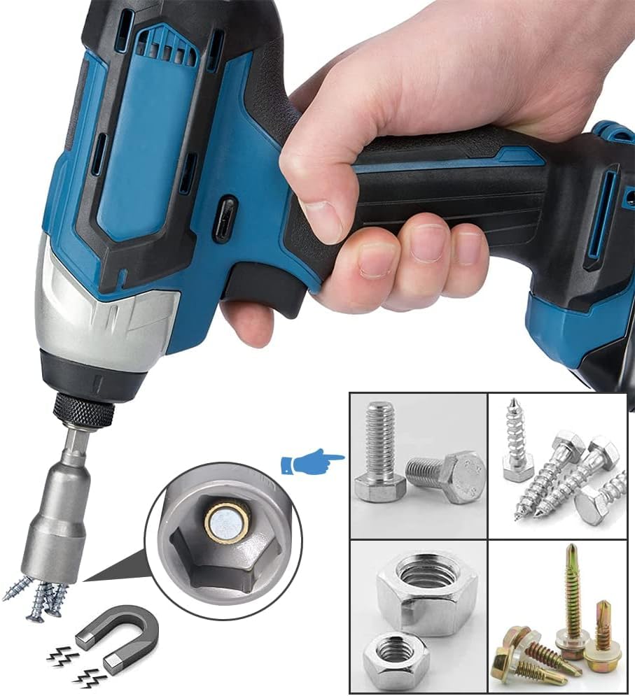 imatenn 14 Stück Steckschlüssel Set 1/4, 6-19mm Nuss Set Magnetisches Sechskant Stecknuss set für Akkuschrauber, Schlagschrauber Nüsse mit Magnet Steckschlüsselsatz 1/4" zoll Bit Set 8