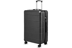 YOETEY 28 Inch Luggage, Expandable Hardside Large Checked Suitcases with Wheels, Black